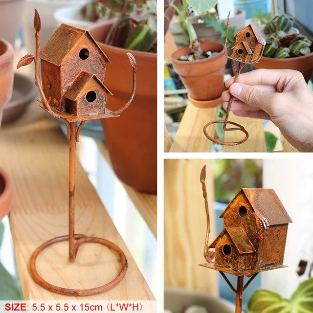 CJ Necklaces Rustic Birdhouse Stand 1 12 or 1 6 Dollhouse Diorama Garden Accessory