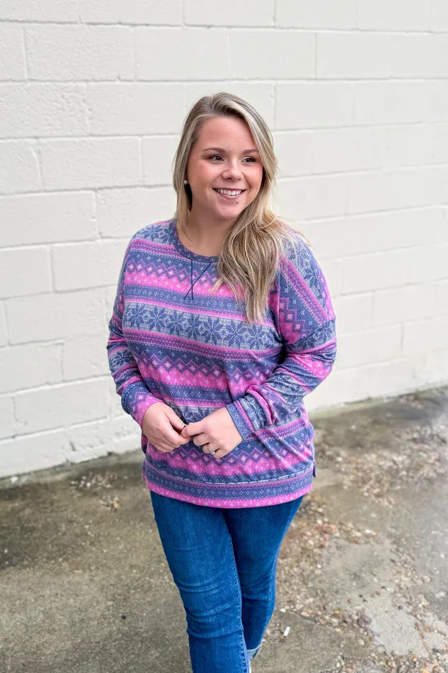 Dear Scarlett Christmas Stripe Pullover Top Pink Necklaces