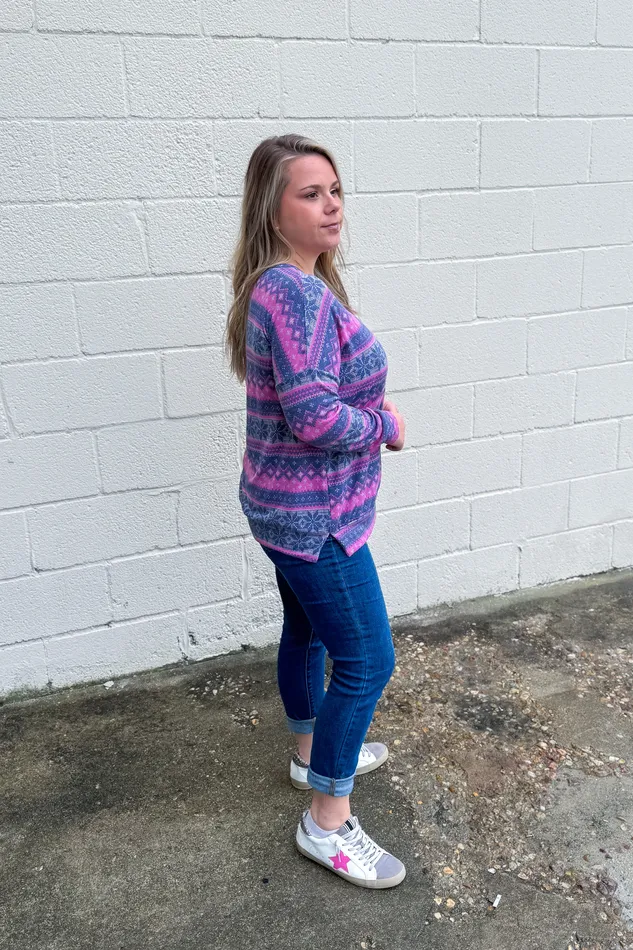 Dear Scarlett Christmas Stripe Pullover Top Pink Necklaces
