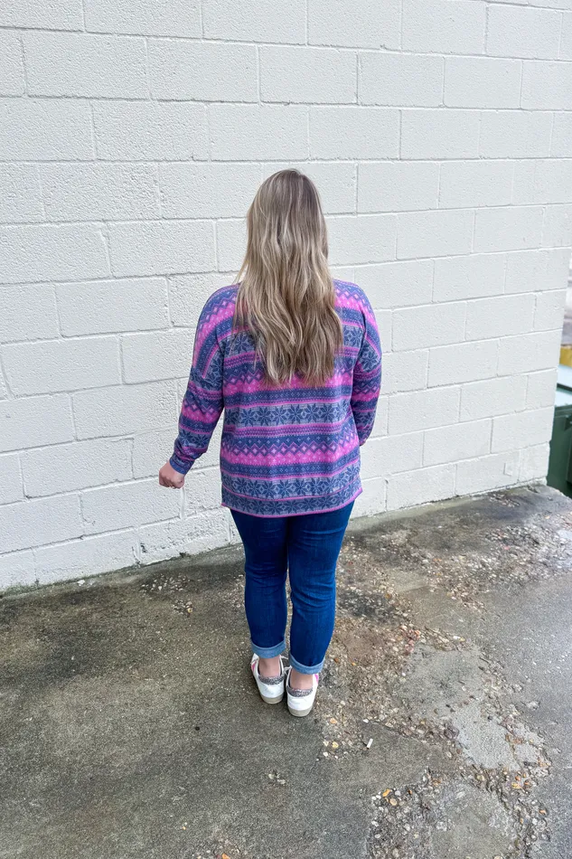 Dear Scarlett Christmas Stripe Pullover Top Pink Necklaces