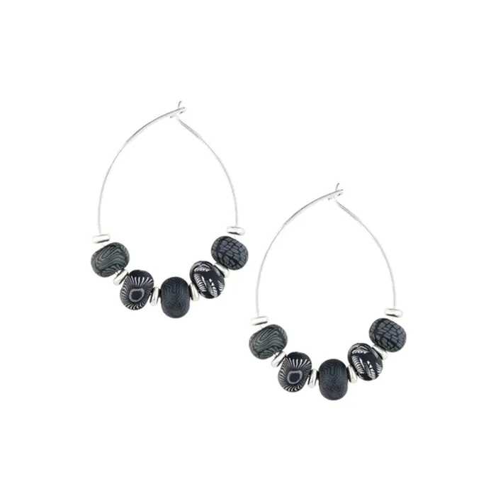 Earrings Jilzarah Midnight Palm Bead Hoop Earrings JILZARAHJCC