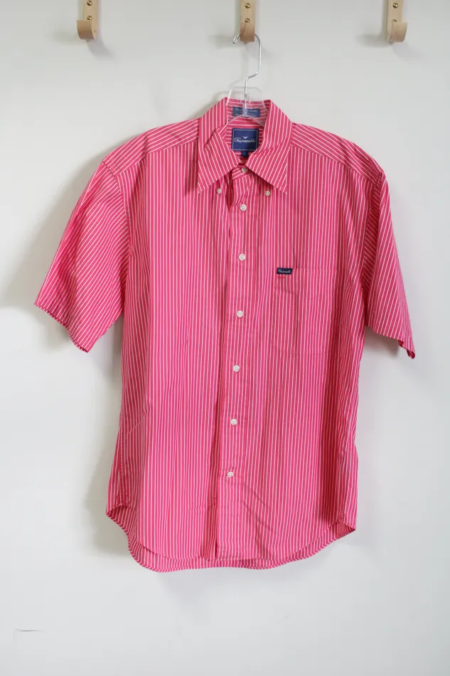 Faconnable Pink Pinstripe Button Down Shirt S Faconnable Earrings