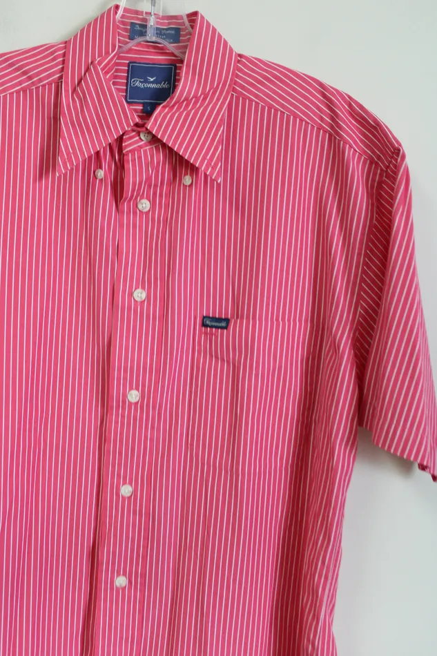 Faconnable Pink Pinstripe Button Down Shirt S Faconnable Earrings