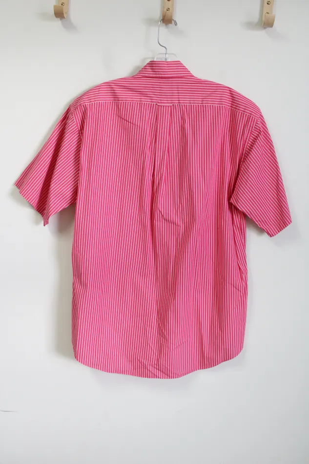 Faconnable Pink Pinstripe Button Down Shirt S Faconnable Earrings