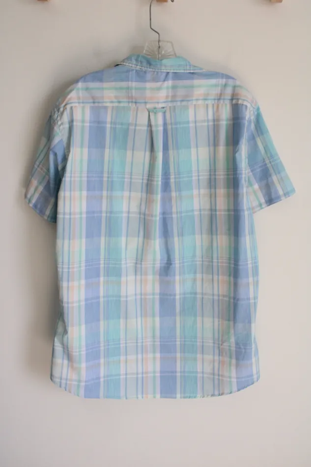 Izod Blue Plaid Button Down Shirt L Izod Rings