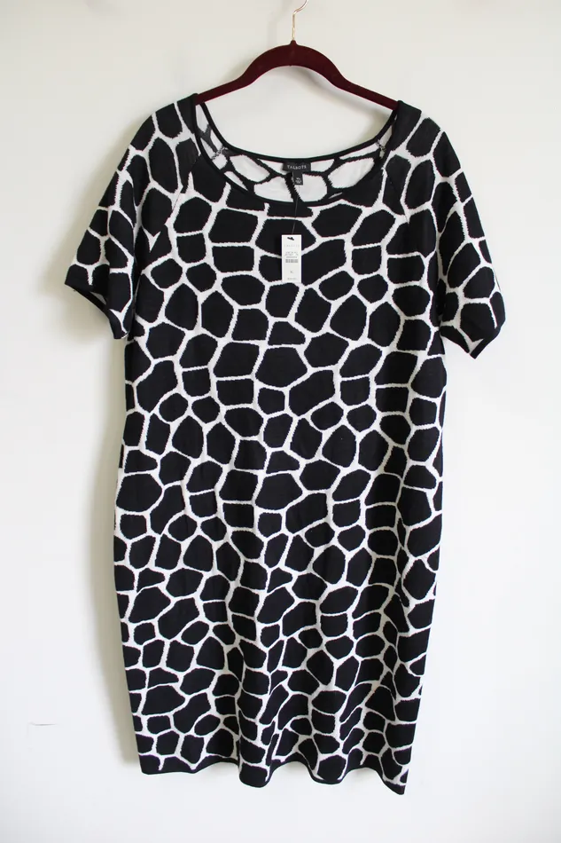 NEW Talbots Black Giraffe Knit Sweater Dress XL Talbots Rings
