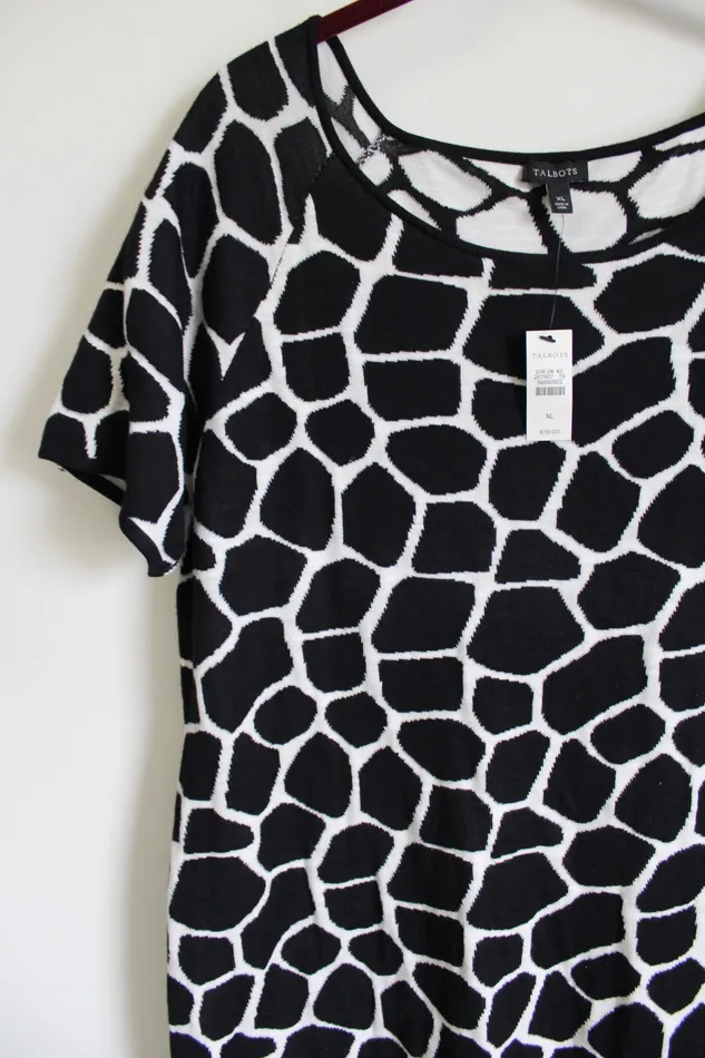 NEW Talbots Black Giraffe Knit Sweater Dress XL Talbots Rings