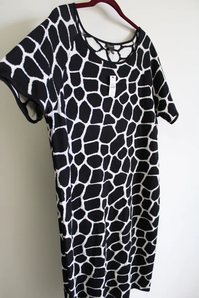 NEW Talbots Black Giraffe Knit Sweater Dress XL Talbots Rings