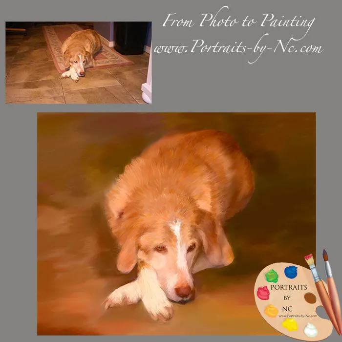 Portraits by NC Necklaces Labrador Portrait from Photo Digital Portrait