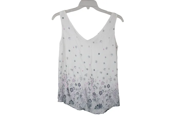 Rings SO SO White Floral Tank XS