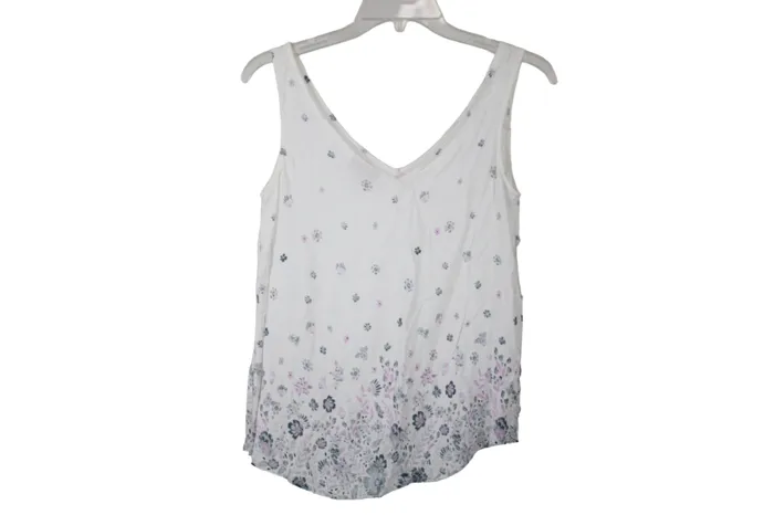 Rings SO SO White Floral Tank XS