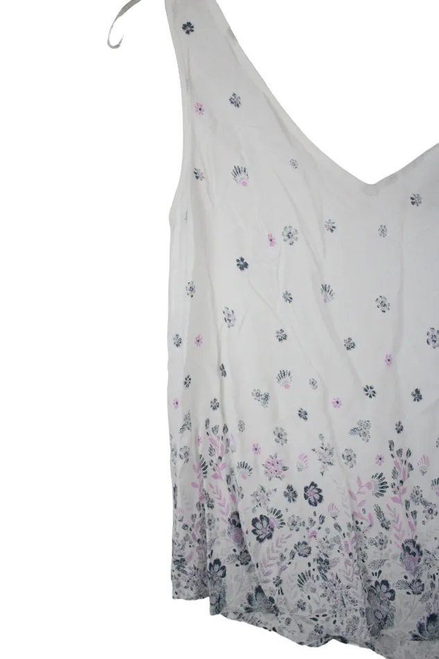 Rings SO SO White Floral Tank XS