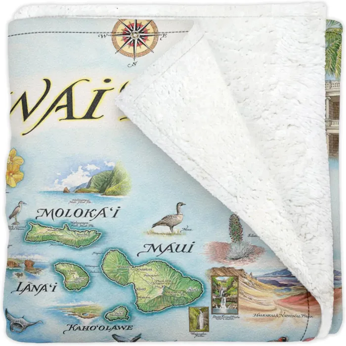 Xplorer Maps Hawaii Map Fleece Blanket XPLORERMAPS Earrings