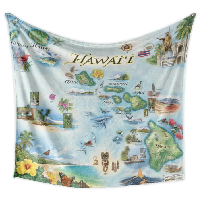 Xplorer Maps Hawaii Map Fleece Blanket XPLORERMAPS Earrings
