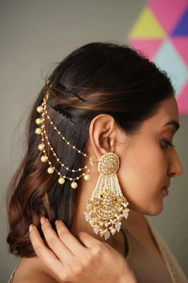 Attrangi Necklaces Bilaani 3 layer Pearl Hair Chain Attrangi Necklaces Bilaani 3 layer Pearl Hair Chain