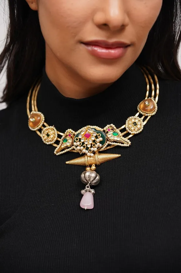 attrangi Necklaces Malika Adjustable Banjaran Statement Stiff Necklace