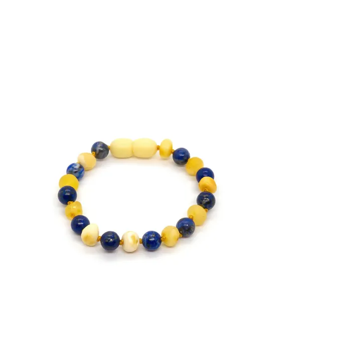 Baltic Essentials Bracelets ADHD Raw Milk Lapis Lazuli Baltic Amber Teething Bracelet for Baby Toddler 55 Inch Baltic Essentials Bracelets ADHD Raw Milk Lapis Lazuli Baltic Amber Teething Bracelet for Baby Toddler 55 Inch