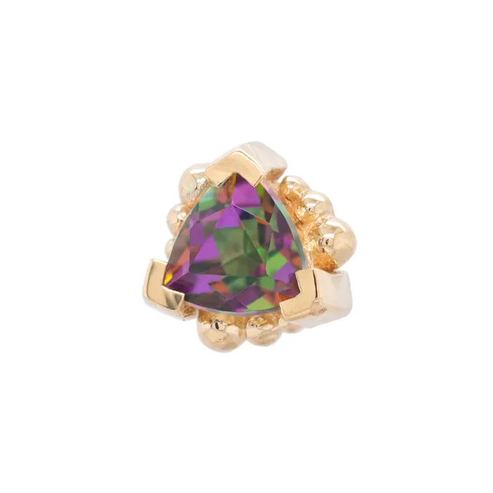 Body Vision BVLA Earrings Beaded Trillion Threaded End in Gold with Mystic Topaz