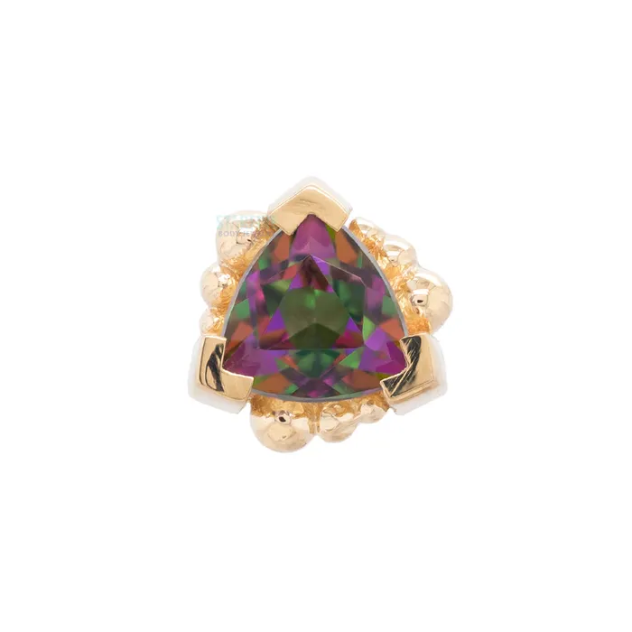 Body Vision BVLA Earrings Beaded Trillion Threaded End in Gold with Mystic Topaz