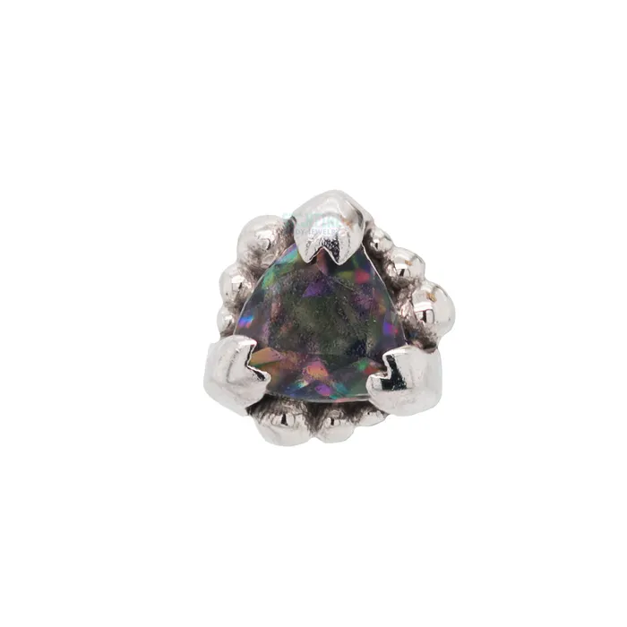 Body Vision BVLA Earrings Beaded Trillion Threaded End in Gold with Mystic Topaz