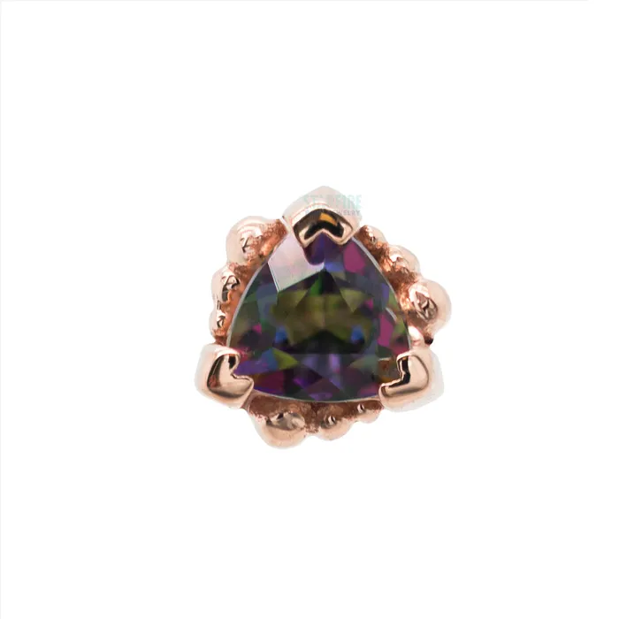 Body Vision BVLA Earrings Beaded Trillion Threaded End in Gold with Mystic Topaz