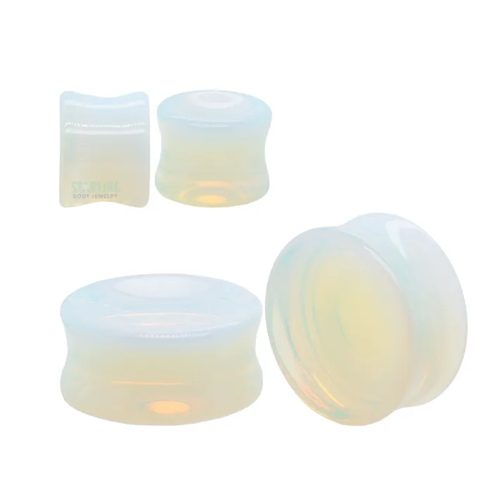 Diablo Organics Concave Stone Plugs Opalite Rings