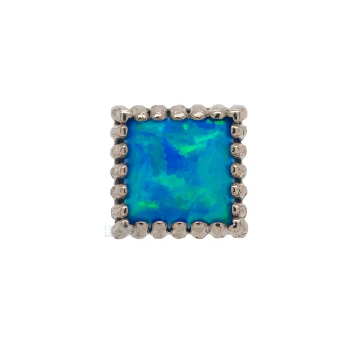 Earrings Square Opal Threaded End in Gold Anatometal