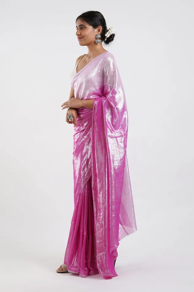 Earrings Teejh Kaalki Pink Shimmer Chiffon Saree Teejh