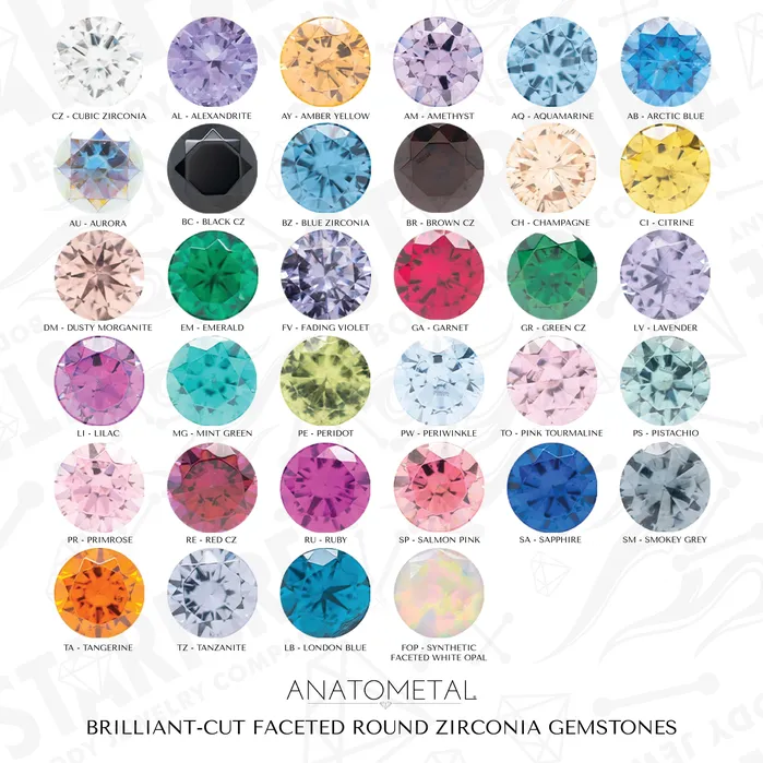 Super Gemmed Teardrop Eyelets with BrilliantCut Gems Blue Zircon Anatometal Rings
