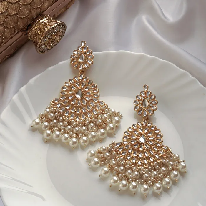 Teejh Earrings Teejh Hritika Pearl and Polki Earring Teejh Earrings Teejh Hritika Pearl and Polki Earring