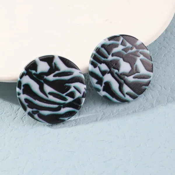 01 Earrings E1660 Round Animal Print Acrylic Earrings
