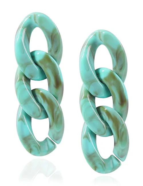02 Earrings E1796 Turquoise Chain Link Acrylic Earrings