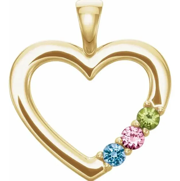 3Stone Family Heart Pendant Fire Brilliance Necklaces