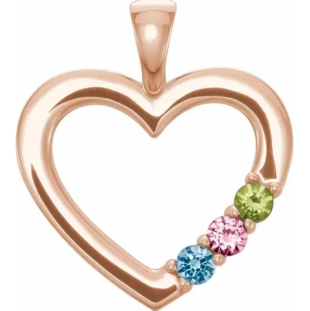3Stone Family Heart Pendant Fire Brilliance Necklaces