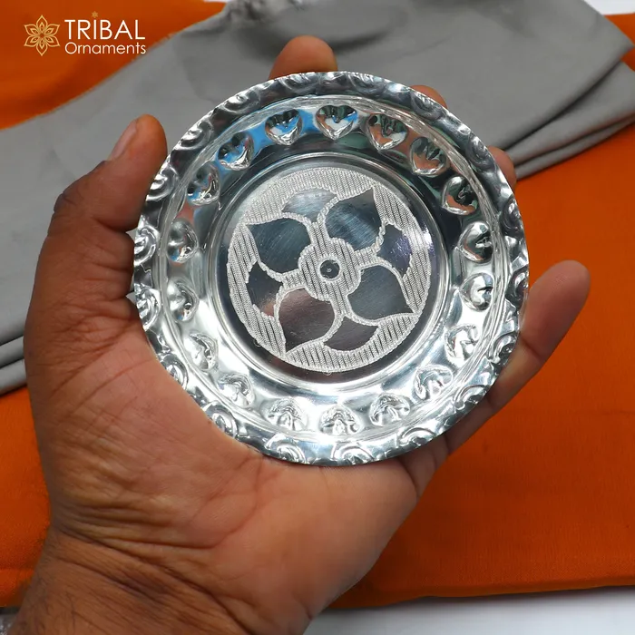 925 sterling silver handmade plate tray best gifting baby food serving silver utensils silver articles puja utensils sv315 TRIBAL ORNAMENTS Rings 925 sterling silver handmade plate tray best gifting baby food serving silver utensils silver articles puja utensils sv315 TRIBAL ORNAMENTS Rings