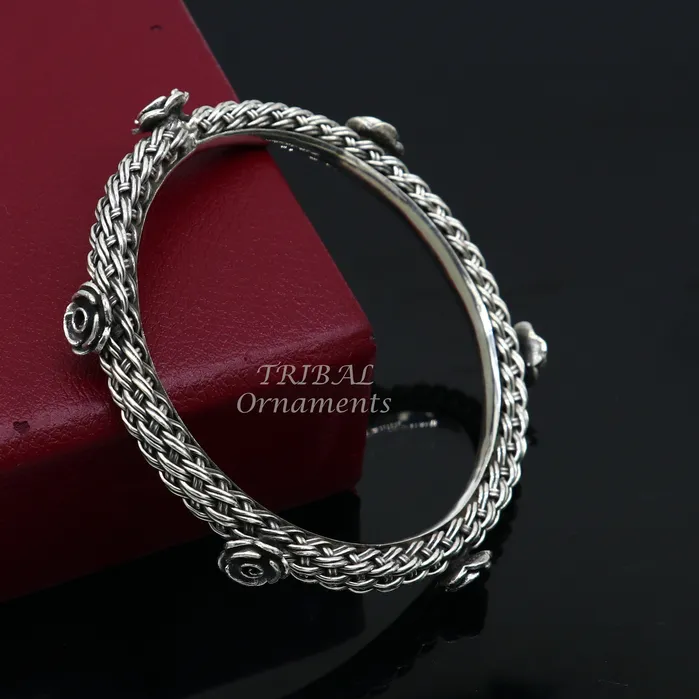925 sterling silver handmade Vintage design ethnic flower bangle bracelet tribal jewelry best bride belly dance ethnic jewelry nsk509 TRIBAL ORNAMENTS Bracelets