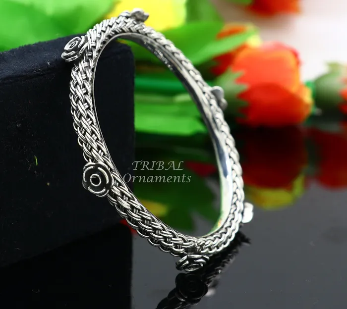 925 sterling silver handmade Vintage design ethnic flower bangle bracelet tribal jewelry best bride belly dance ethnic jewelry nsk509 TRIBAL ORNAMENTS Bracelets
