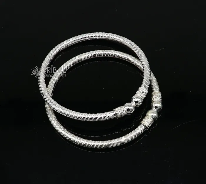Bracelets 925 sterling silver plain shiny bright bangle bracelet kada excellent personalized gifting stylish fancy bangle mens or girls nba380 TRIBAL ORNAMENTS