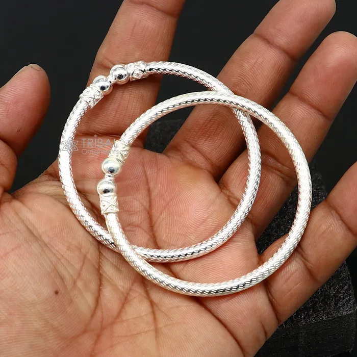 Bracelets 925 sterling silver plain shiny bright bangle bracelet kada excellent personalized gifting stylish fancy bangle mens or girls nba380 TRIBAL ORNAMENTS