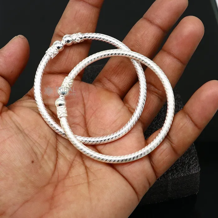Bracelets 925 sterling silver plain shiny bright bangle bracelet kada excellent personalized gifting stylish fancy bangle mens or girls nba380 TRIBAL ORNAMENTS