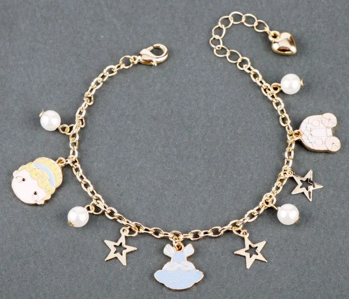 Bracelets alice B1305 Gold Pearl Star Charm Bracelet