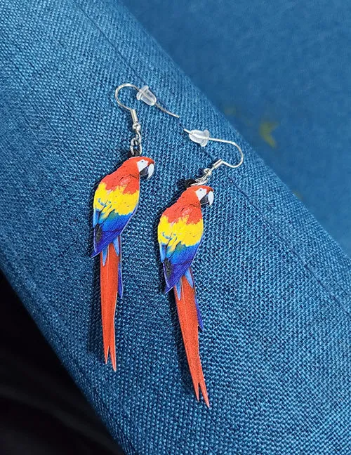 Earrings 02 E1452 Colorful Acrylic Parrot Earrings