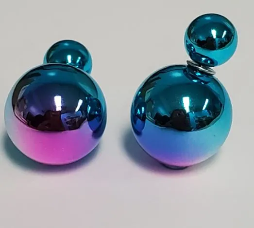 Earrings susan E1240 Fashion Blue Pink Two Tone Double Ball Earrings