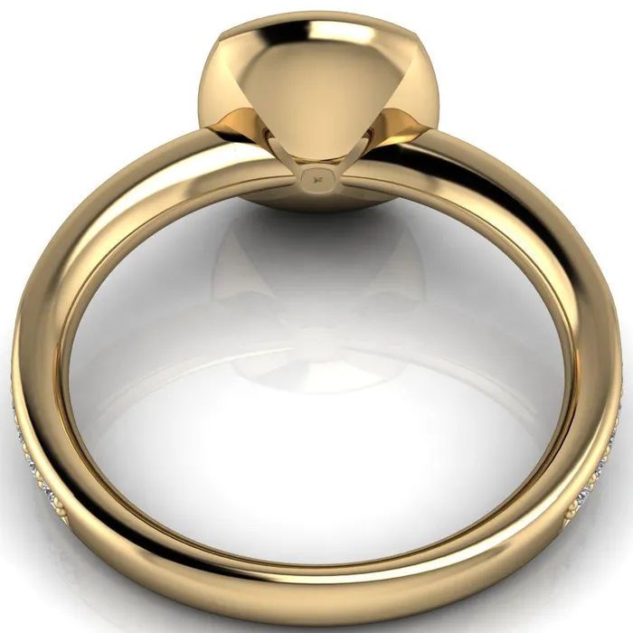 Fire Brilliance Rings Primrose Cushion Center Stone Full Bezel Diamond Channel Ring