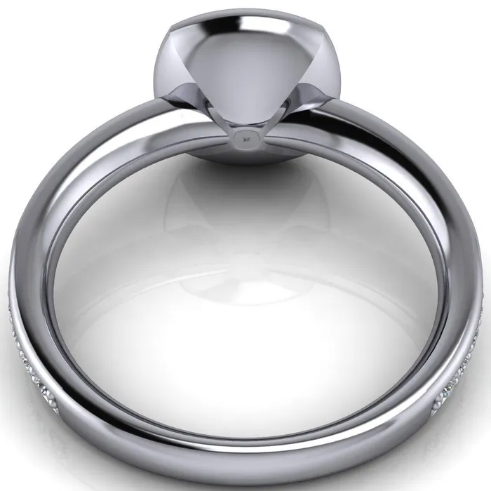 Fire Brilliance Rings Primrose Cushion Center Stone Full Bezel Diamond Channel Ring