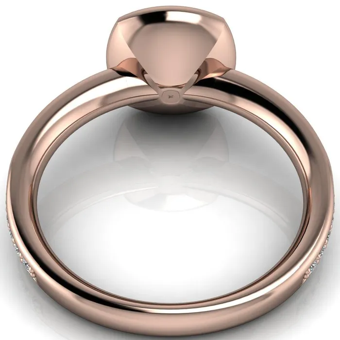 Fire Brilliance Rings Primrose Cushion Center Stone Full Bezel Diamond Channel Ring