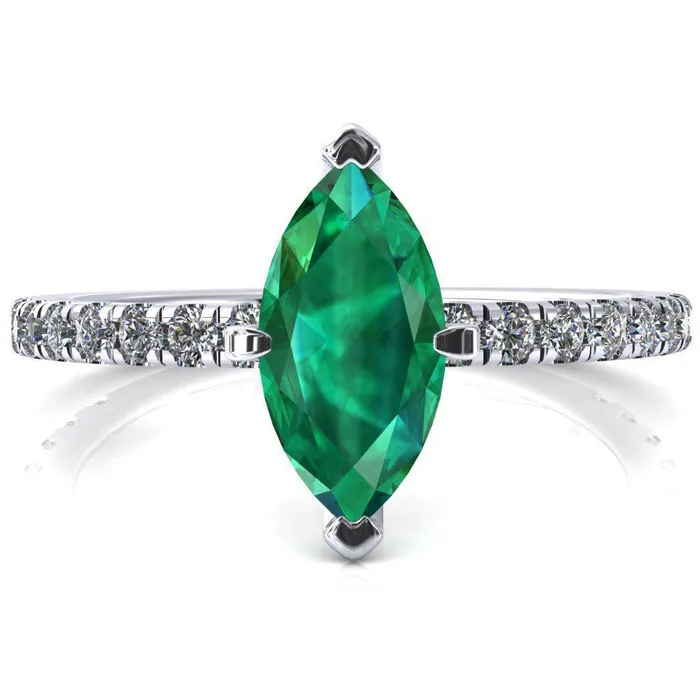 Fire Brilliance Rings Sicili Marquise Emerald 6 Prong 34 Micro Pave Diamond Engagement Ring Fire Brilliance Rings Sicili Marquise Emerald 6 Prong 34 Micro Pave Diamond Engagement Ring