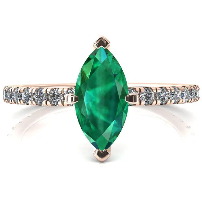 Fire Brilliance Rings Sicili Marquise Emerald 6 Prong 34 Micro Pave Diamond Engagement Ring