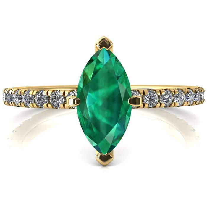 Fire Brilliance Rings Sicili Marquise Emerald 6 Prong 34 Micro Pave Diamond Engagement Ring
