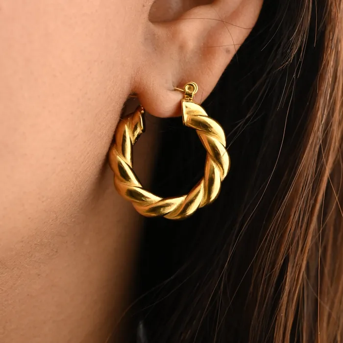 Jewelvers 18K GoldFilled Twisted Hoop Earrings 5MM Earrings